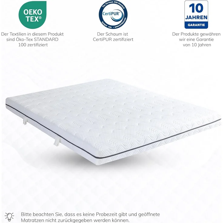 EGO HOME Matratze 140x200 cm 20 cm Hoch H3 Kaltschaummatratze mit 3-lagigem Kaltschaum & Beidseitig nutzbar - Druckentlastend, Punktelastisch, Atmungsaktiv, Rückenschonend, Öko-Tex Zertifiziert – Bild 6