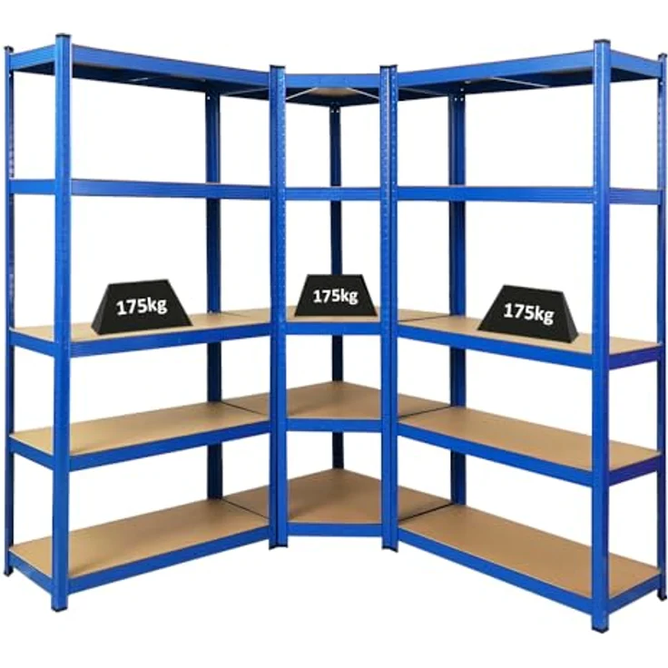 PROREGAL Mega Deal Eckregal Ragnar 1x: 180 x 70 x 40 cm | 2X: 180 x 90 x 40 cm Blau Fachlast 175kg, Kellerregal, Steckregal, Garagenregal, Lagerregal – Bild 2