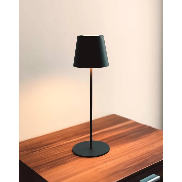 TRANGO LED Tischleuchte, Anthrazit LED Tischlampe 2017-03A kabellos & Touch stufenlos dimmbar 3 Watt 2700K warmweiß IP44 Spritzwassergeschützt Tischleuchte Akku Aufladbar, für Schlafzimmer Garten Restaurant Bar Terrasse Camping – Bild 5