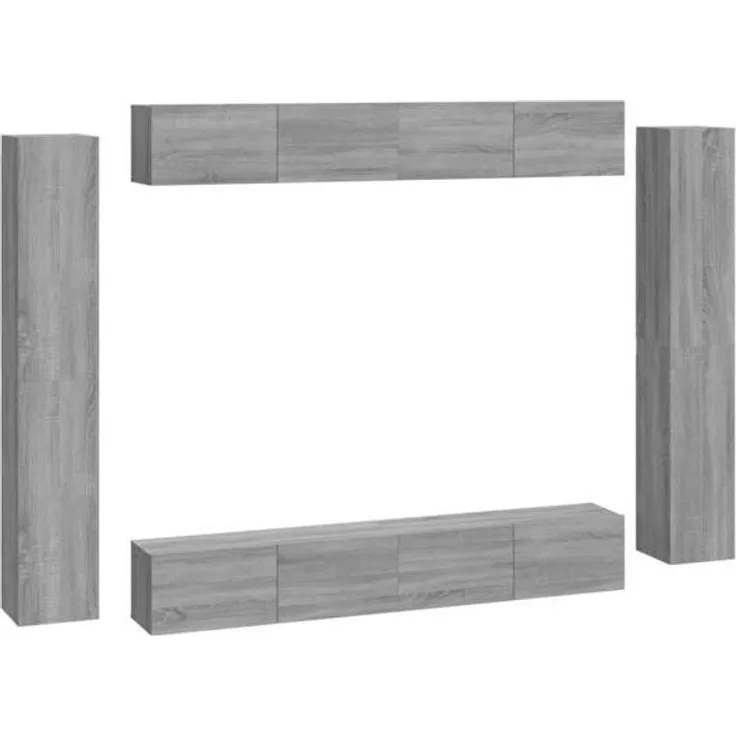 8-tlg. TV-Schrank-Set Grau Sonoma Holzwerkstoff [3114300]