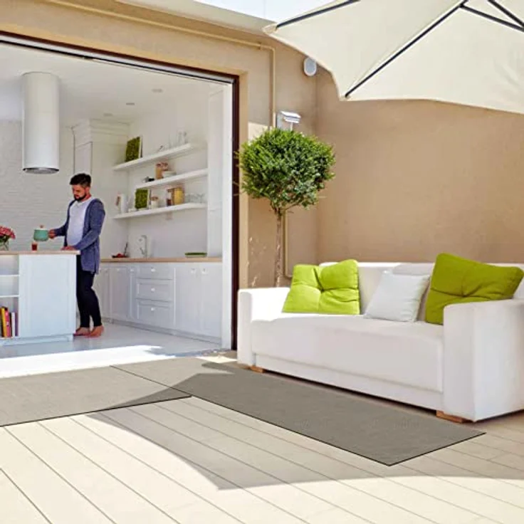 ANRO TATAMI Küchenläufer, Hochwertiger Outdoorläufer in Sand, Eckig, 50 x 100 cm, 3 mm Höhe, Rattanoptik, Trittschalldämmend, Fußbodenheizungsgeeignet – Bild 6