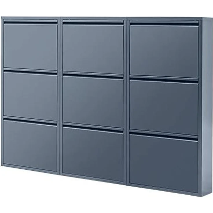 Schuhschrank Schmal Schuhregal Metall Schuhkipper mit Magnet Klappen Schuhablage (3 Klappen Anthrazit) – Bild 6