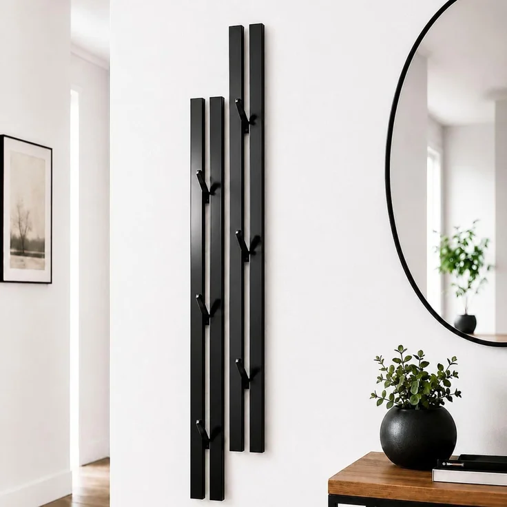 DanDiBo Wandgarderobe Schwarz Metall 2er Set Modern 96779 Garderobe Wand mit Haken Garderobenleiste Hakenleiste Garderobenhaken – Bild 5