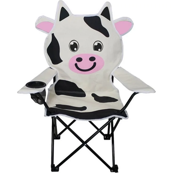 Mojawo Klappstuhl Kinder Anglersessel mit Getränkehalter und Tasche Motiv Kuh