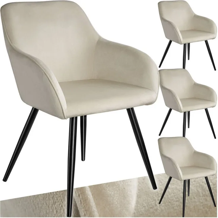 tectake Esszimmerstuhl Marilyn (4er Set, 4 St), gepolstert, in Samtoptik