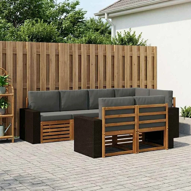 vidaXL Outdoor-Sofagarnitur 7 stk. 7-Sitzer Natur und Anthrazit 3384483 – Bild 1
