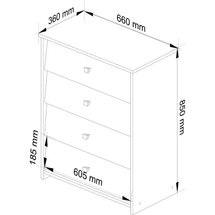 Home Collective Schuhschrank in weiß mit vier Fächern, Türgriffe in Satinfarbe, Elegant, Flur Schlafzimmer, Schuhregal, Schuh Schrank 85x66x36cm (HxBxT) – Bild 3
