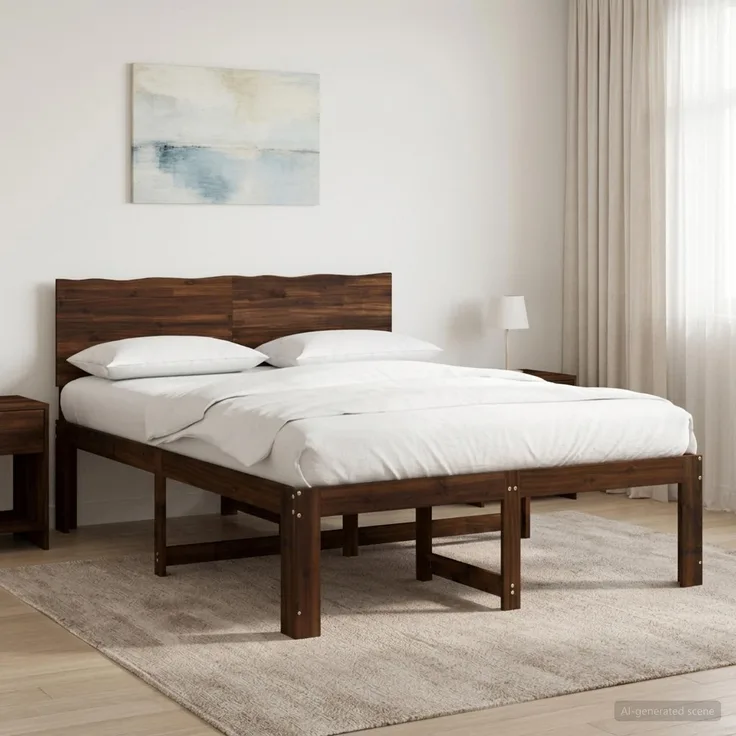 vidaXL Doppelbettgestell mit Kopfteil ROSTOCK Dunkelbraun 140 x 190 cm 3405443