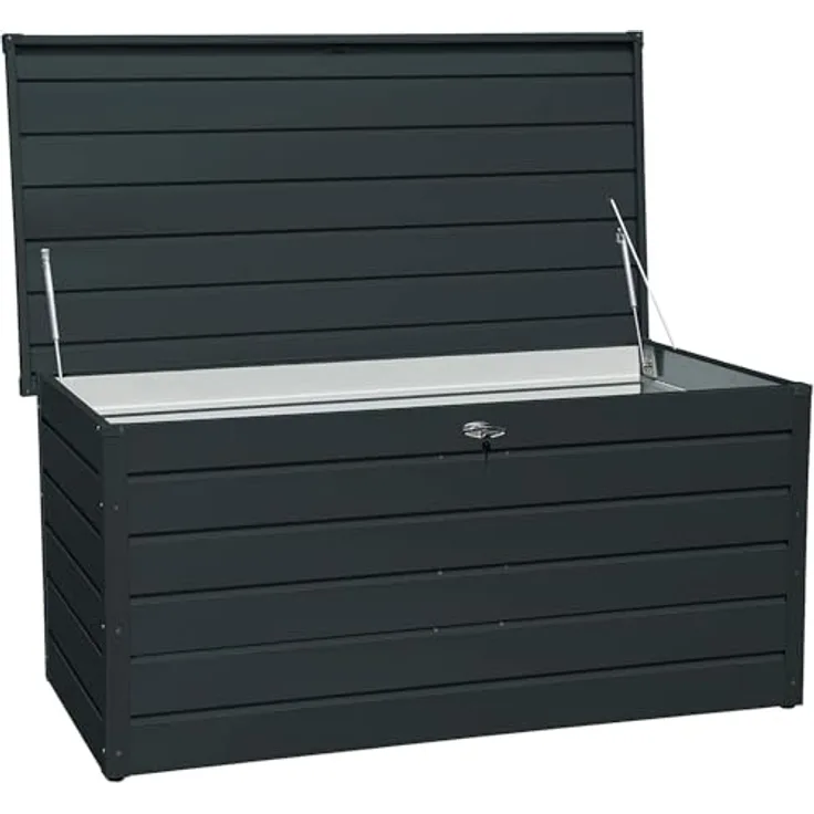 Duramax Kissenbox Metall Garten Gerätebox, 1045 L, wetterfest, gasdruckfeder-unterstützt, pulverbeschichtet