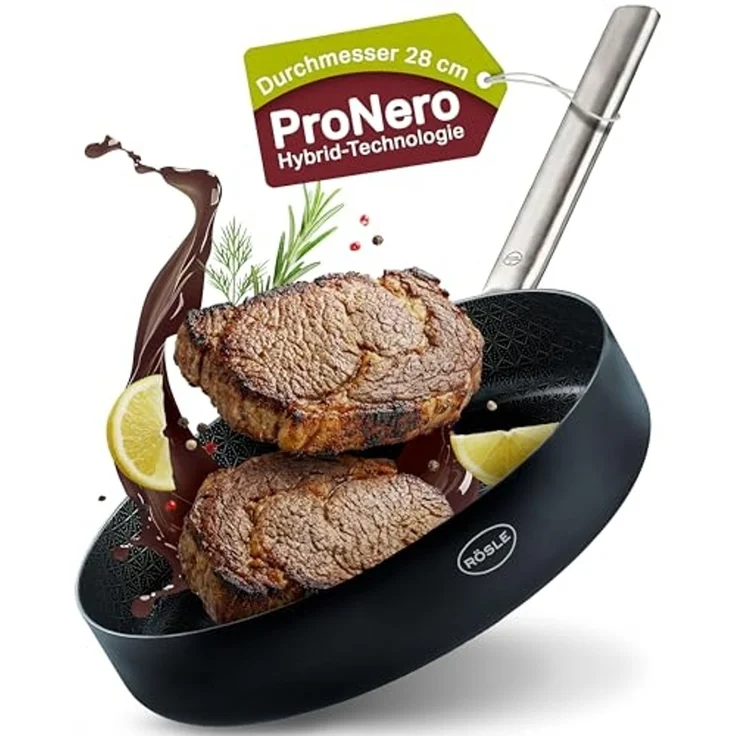 RÖSLE Bratpfanne EBONIC Ø 28 cm ProNero Keramik-Wabenbeschichtung – Bild 2