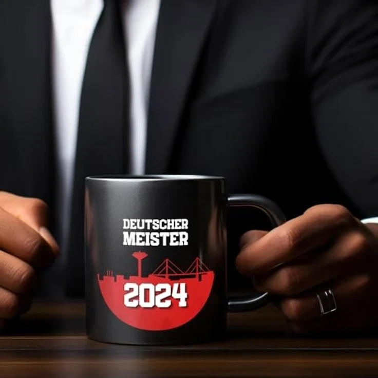 speecheese Tasse Leverkusen Tasse in Schwarz mit Spruch Deutscher Meister 2024 – Bild 5