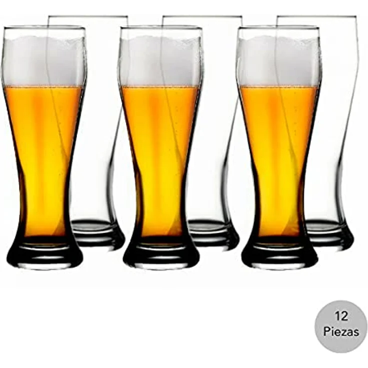 Pasabahce Weizenbierglas, Set mit 6 Stück, 0,67 l, klassisches Sanduhr-Design – Bild 2