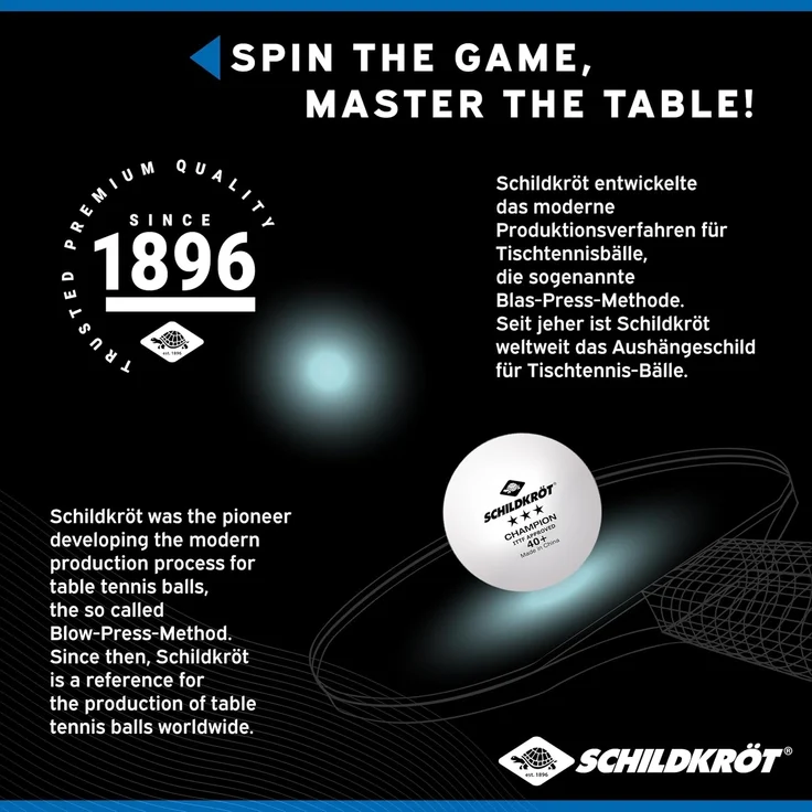 Tischtennisball 3-Stern Champion ITTF, Poly 40+ Qualität, 3 Stk. im Karton, Weiß – Bild 4