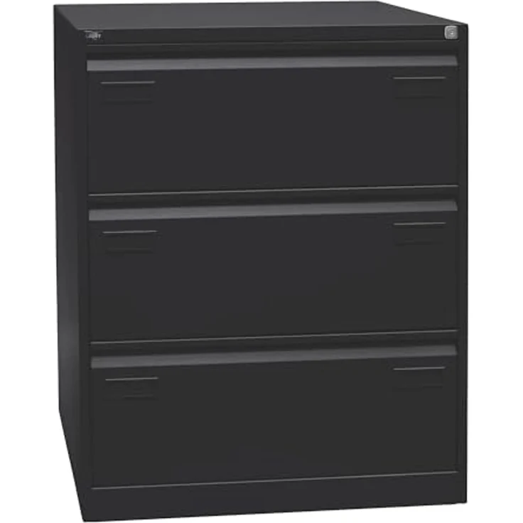 Bisley LIGHT Hängeregistraturschrank, doppelbahnig, DIN A4, 3 HR-Schubladen, Farbe schwarz – Bild 1