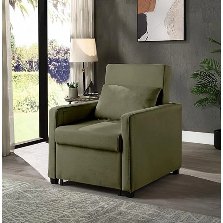 Atlantic Home Collection Schlafsessel Jerry, BxTxH: 74 x 89 x 89 cm, Liegefläche ca. 57x183 cm, mit Fernbedienungstasche, Grün, Polyester – Bild 2