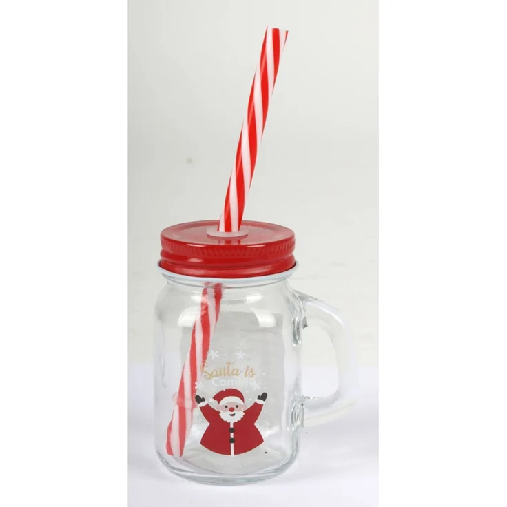 Mini-Henkelglas 110 ml mit Deckel und Trinkhalm | Verschiedene Designs | Partyglas für Getränke, Desserts & Dekoration – Bild 2