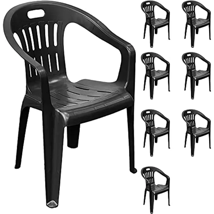 8er Stapelstuhl Bistrostuhl Gartenstuhl MOJAWO Anthrazit Kunststoff