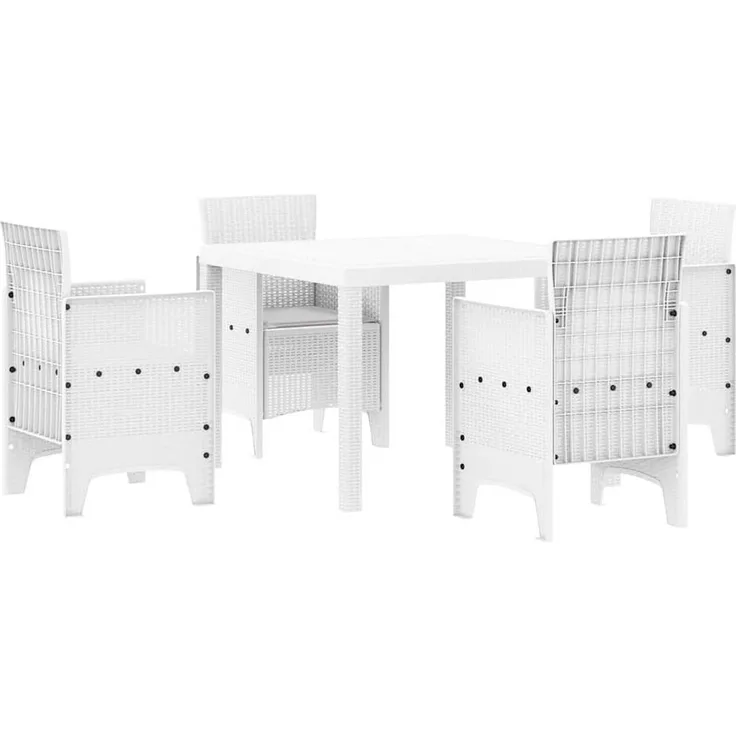 vidaXL Garten Essgruppe 5 pcs Weiß Polypropylen 3378544