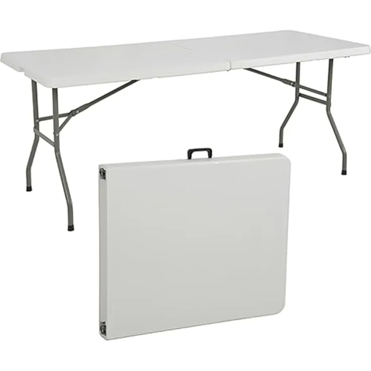 GARDENIA Transport, PIC NIC, Ereignisse für den Garten, perfekt für Camping, Buffet, Küche | Couchtische mit Griff, platzsparender Klapptisch (180 x 70 x 74), Weiß, 180 x 70 x 74 cm