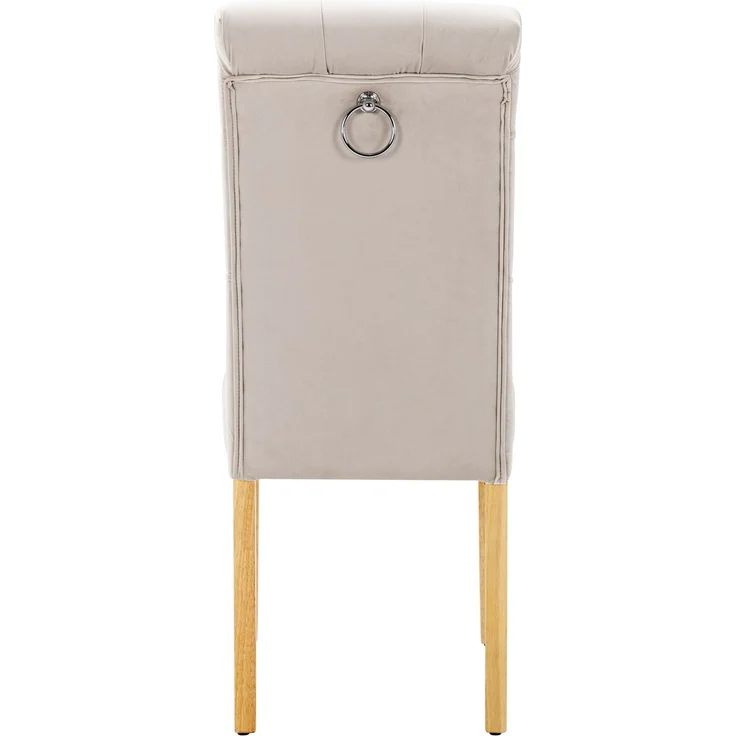 Esszimmerstühle, Samt, 6er Set mit Eichenbeinen & Knopfdetails, 100 x 63 x 43, Beige – Bild 8