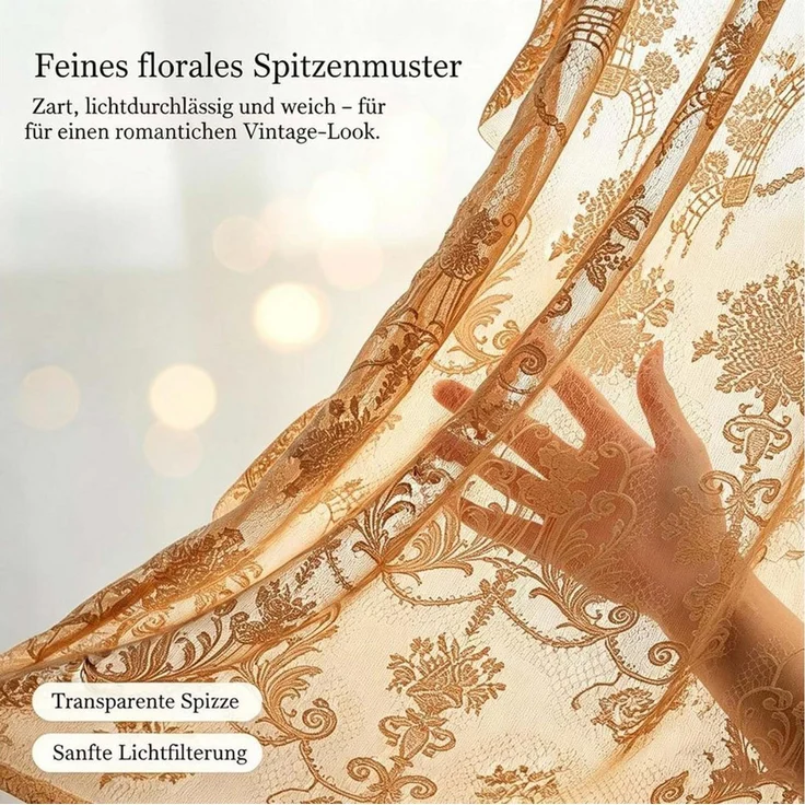 Diwzbyn Vorhang 1 Stück Französische Spitzenvorhang Durchlässig Gardinen – Bild 2