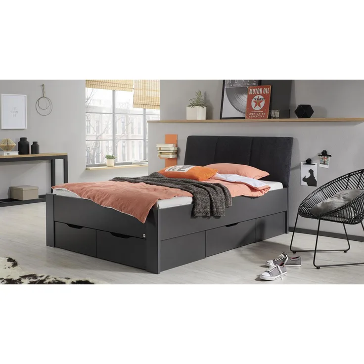 Bett ADITIO Bettensystem grau-metallic Polster 120x200 cm