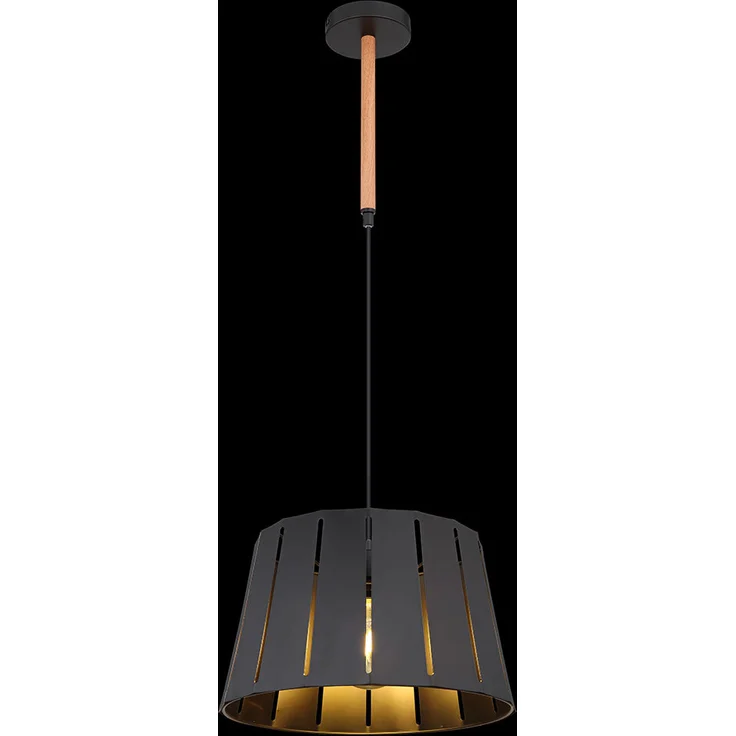 Hängeleuchte, Holzoptik Metall, schwarz braun matt, H 120 cm – Bild 6