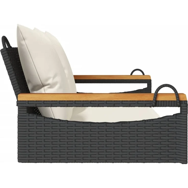 vidaXL Hängebank mit Kissen Schwarz 109x62x40 cm Poly Rattan 368146 – Bild 5