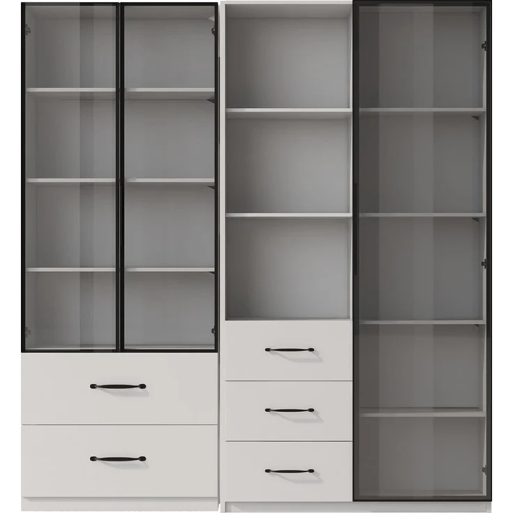 LED-Vitrine 140×40×160 cm – Bücherregal und Multifunktionsschrank mit Glas- und offenen Fächern, sanft schließenden Scharnieren, mehrfarbiger LED-Beleuchtung, staubdichter Glasvitrine,Bücherregal--Weiß--169.49x49x13cm--YOUDENOVA – Bild 10