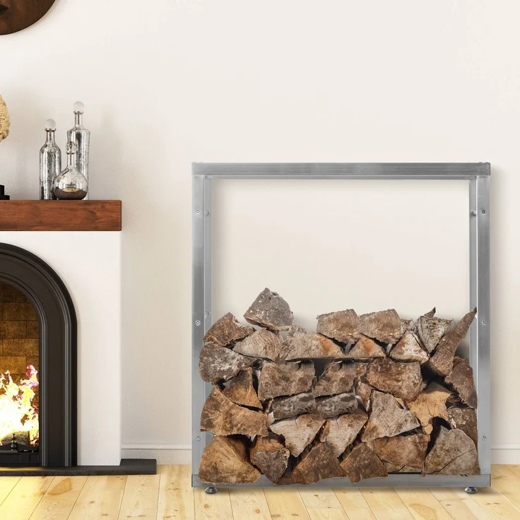 CLP Kaminholzständer Keri V2 Edelstahl,edelstahl 25x100x100 cm – Bild 4