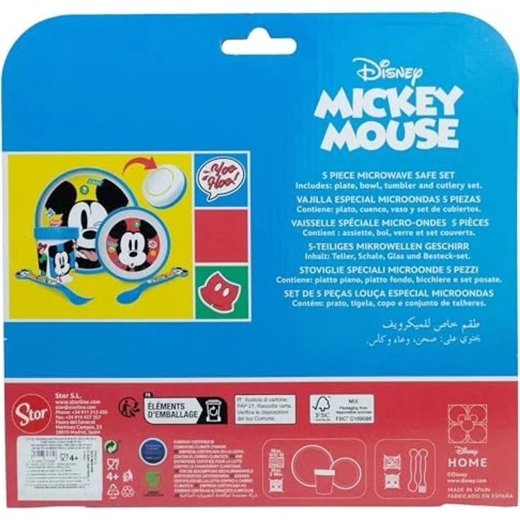 Disney Mickey Mouse Mikrowellengeeignet Kindergeschirr-Set – 5-teiliges Set mit Teller & Becher – Bild 4