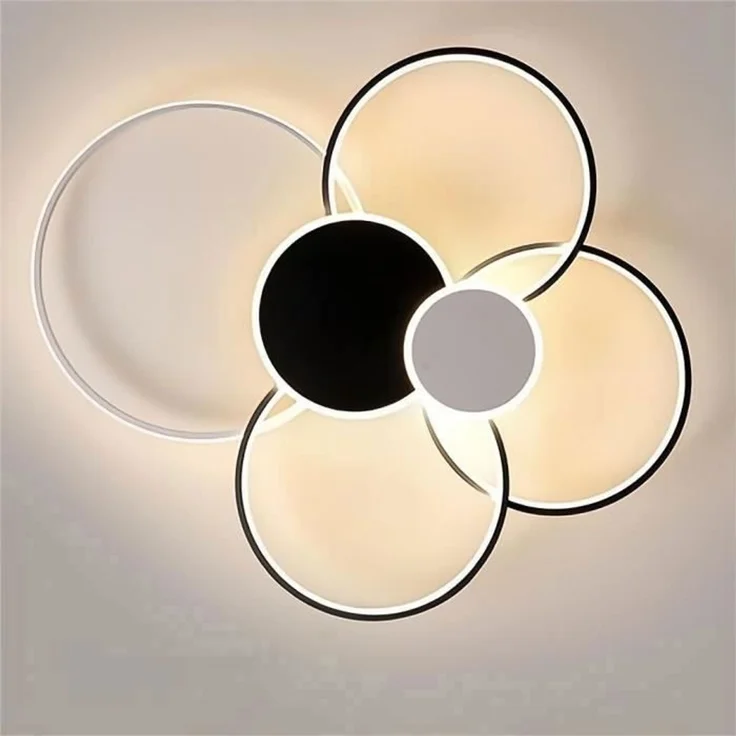 DELIPOP – LED – Deckenleuchte – Weiß & Schwarz – 72 W – Fernbedienung – Ø 80 cm – 6 Ringe – Schwarzweiß – 45x45x12cm – Bild 4