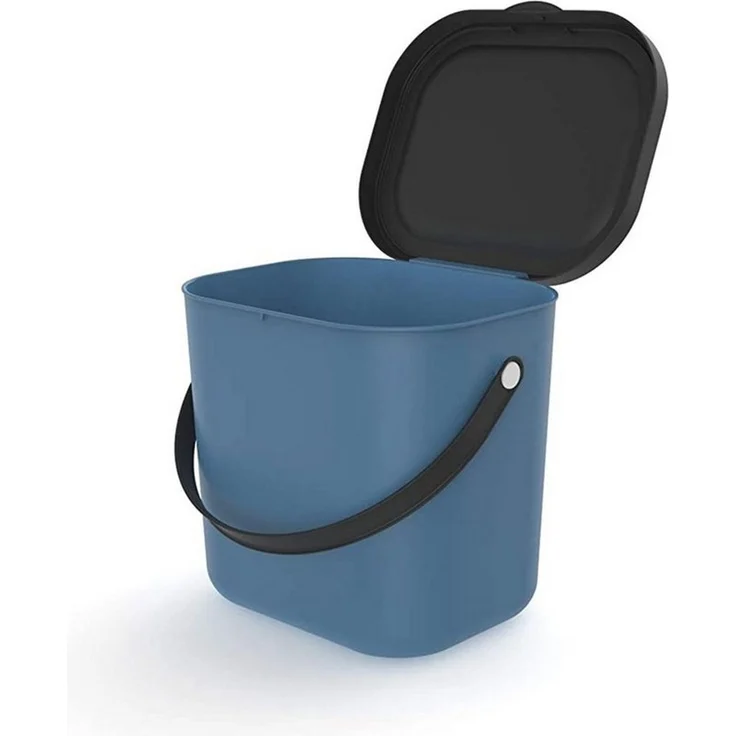 ROTHO Biomülleimer Albula 2er-Set Komposteimer 6l – kompakte Müllbehälter ideal für Küche, Stapelbar, mit Griff & Deckel – 6 l Recycling-Set für jeden Raum – Bild 3