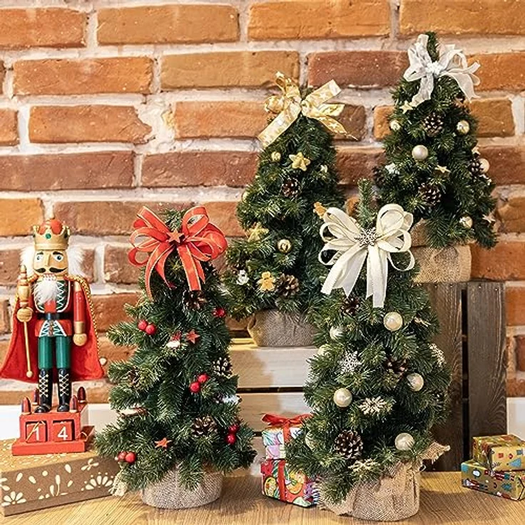 Creative Home Künstlicher Weihnachtsbaum Weihnachtsbaum Geschmückt Höhe 40 cm, Künstlicher Tannenbaum Mini, für Tisch Schreibtisch Büro – Bild 8