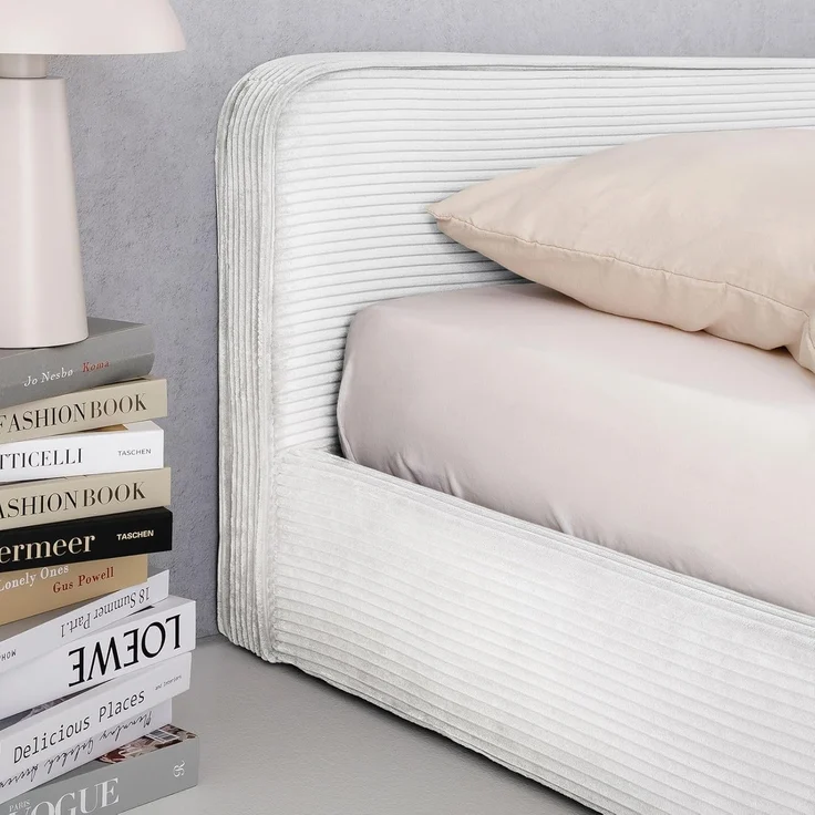 IDIMEX Polsterbett CURSIO, Doppelbett 140x200 cm mit Lattenrost in Cord-Optik Off-White – Bild 3