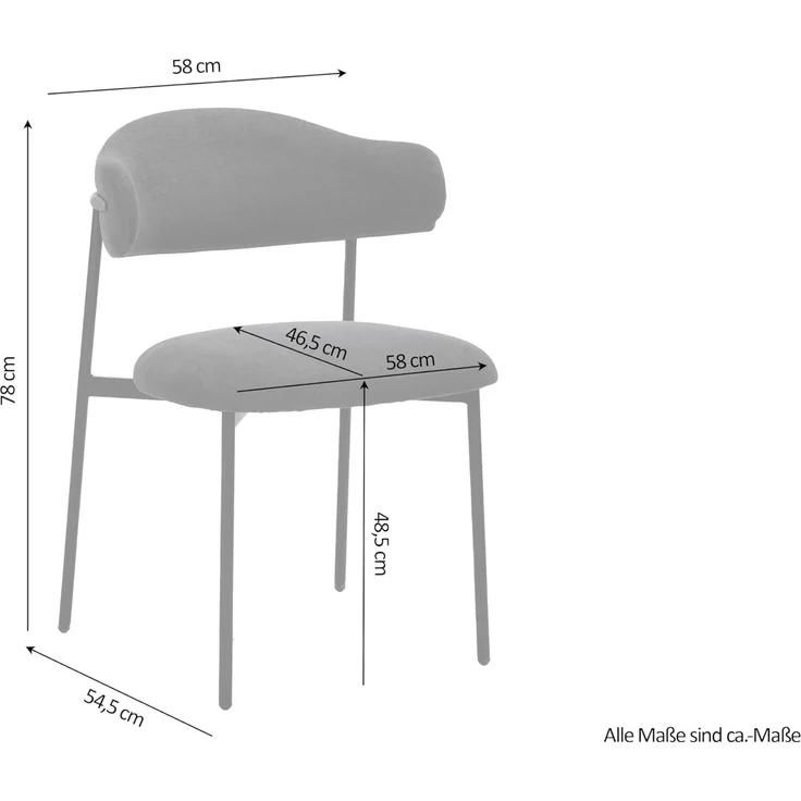 byLIVING Esszimmerstuhl 2er Set Jersey/Webstoff dunkelgrau/Gestell Metall schwarz / 4-Fuß-Stuhl/Küchenstuhl/Polsterstuhl/B 58, H 78, T 54,5 cm – Bild 3