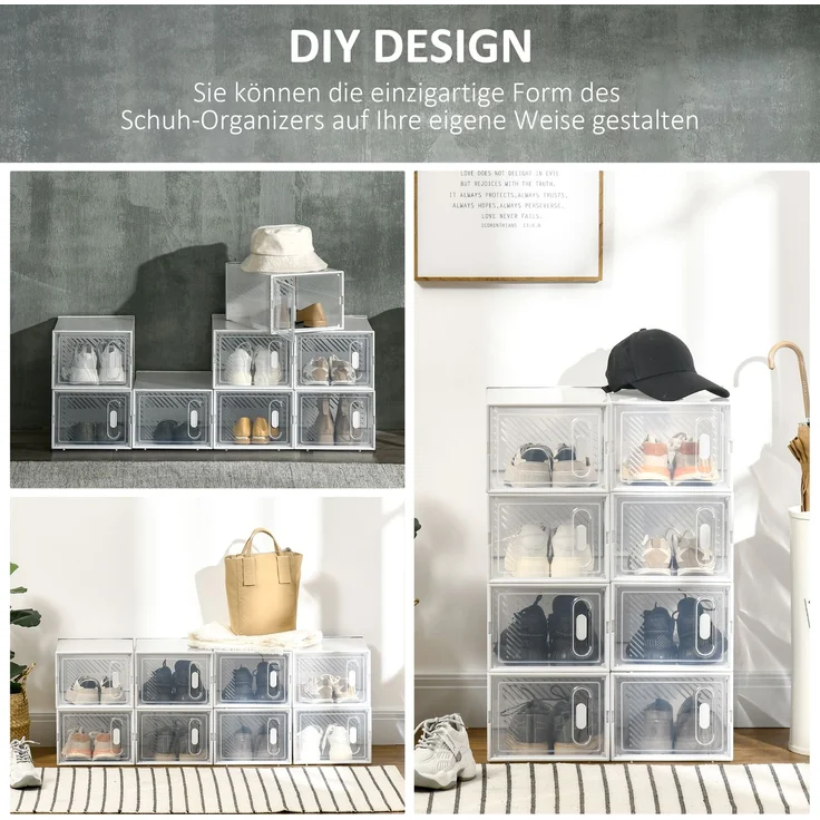 Modulares Regalsystem mit 8 Fächern, Steckregal, 25 cm x 35 cm x 19 cm, transparent--Transparent--35x25x19cm--YOUDENOVA – Bild 8
