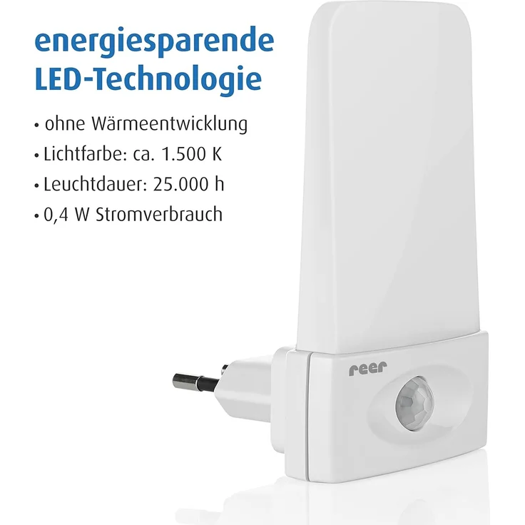 reer NightGuide Nachtlicht für die Steckdose - mit Dämmerungs-Sensor - Orientierungslicht im Dunkeln, 2 Stück, weiß – Bild 6