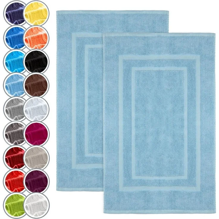 NatureMark Badematte Badematte 800gsm, strapazierfähig, Baumwolle, rechteckig, Badematte 2-tlg, Duschmatte Duschvorleger, Premium Qualität, 50x80cm, Hell blau – Bild 1