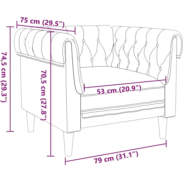 vidaXL Chesterfield-Sessel Braun Stoff 372546 – Bild 9