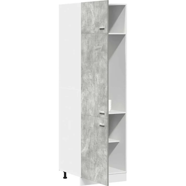 vidaXL Kühlumbauschrank Lyon Betongrau 60x57x207 cm Holzwerkstoff 856124 – Bild 4