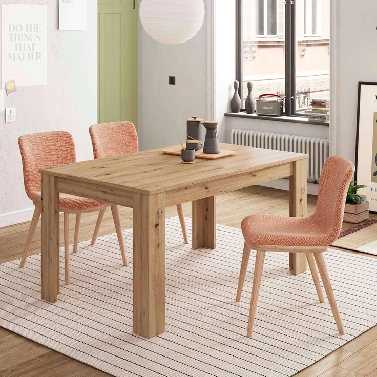 Habitdesign, ausziehbarer Esstisch, Wohnzimmer- oder Küchentisch, mit Platz für sechs Personen, Ausführung in Eiche Nodi, Maße: 140–190 x 78 x 90 cm (B x H x T), Modell Kendra – Bild 2