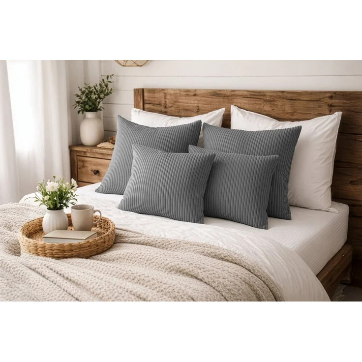 Amilian Dekokissen Sofakissen 4er Set mit Füllung - 2x 45x45 + 2x 35x45 cm, Hotelverschluss, waschbar, formstabil – Bild 1