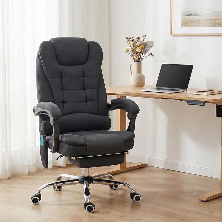 MELAYR, Bürostuhl mit Massagefunktion, 65 x 70 x 119 cm, Schwarz – Bild 4