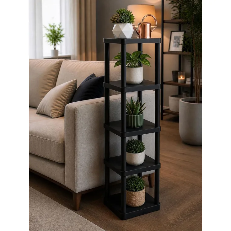 Skye Decor 'Sakura 5 - Black' Kunststoff-Mehrzweckregal, Schwarz, 23 x 135 x 23 cm