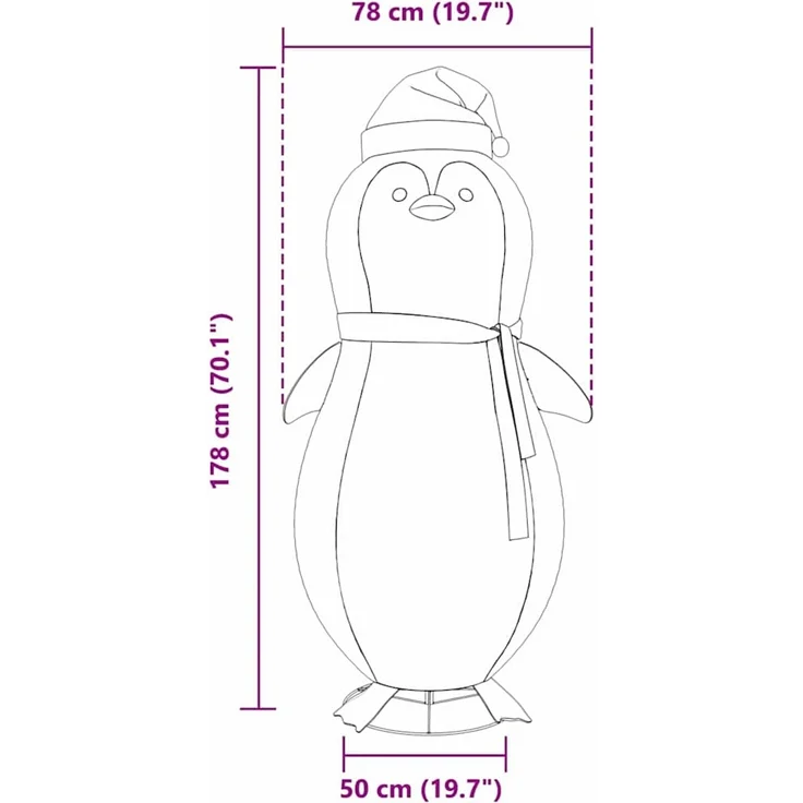 vidaXL Schnee-Pinguin Figur Warmweiß 78 x 178 cm Stoff 600 LEDs 42018966 – Bild 12