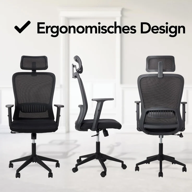 Brixy Ergonomischer Bürostuhl - Bürostühle Für Erwachsene - Voll verstellbar - Office Office Chair - Schwarz – Bild 8