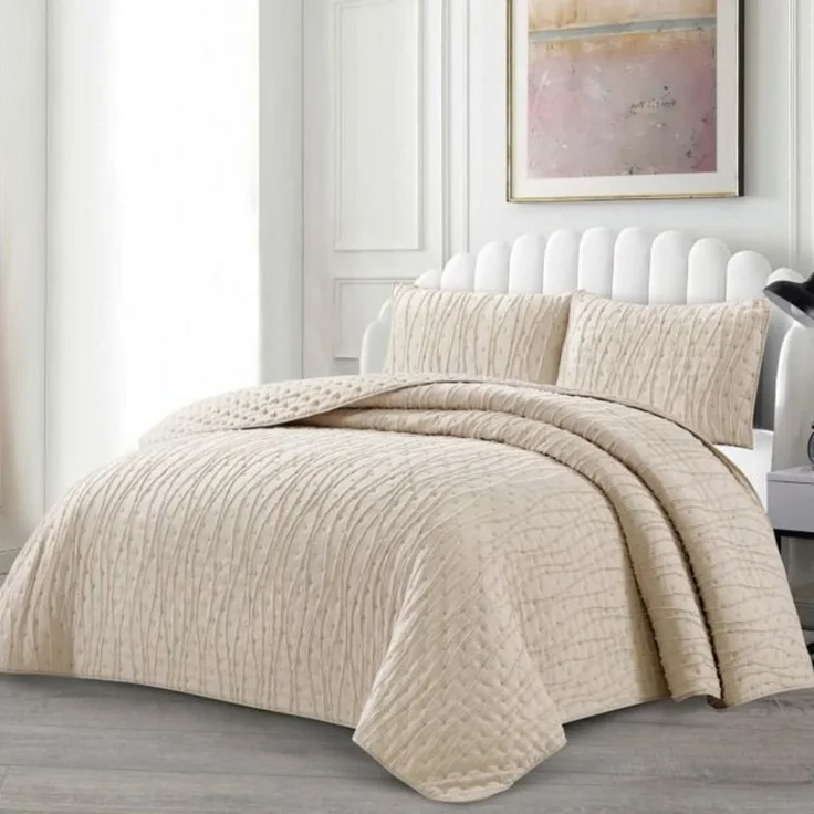 alesvelt Tagesdecke Set Ipek Überwurf Decke 3-Teilig 240x250 cm 2 Personen