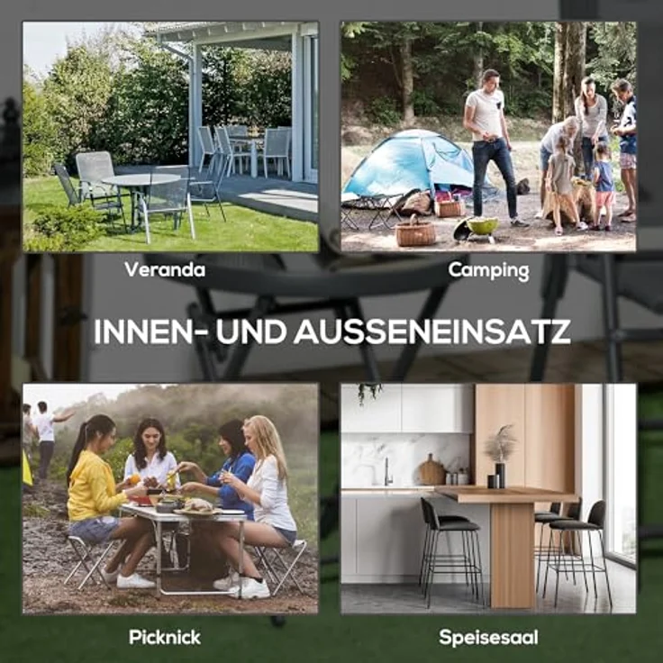 Outsunny Gartentisch Beistelltisch klappbar Klapptisch Outdoor aus gehärtetem Glas (für Garten Terrasse, 1-St, Campingtisch), Schwarz 45 x 45 x 50 cm – Bild 7