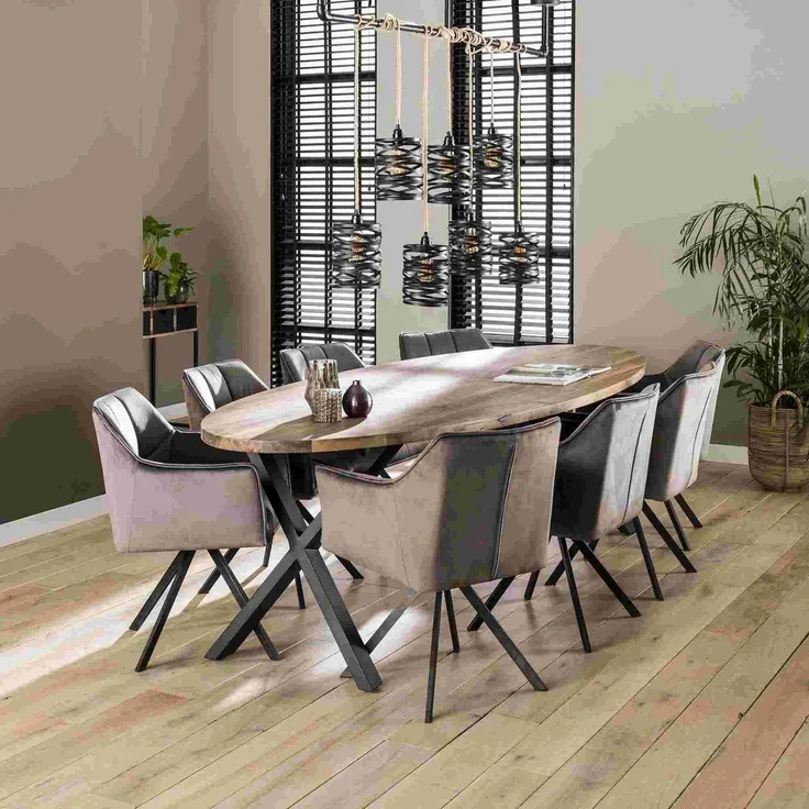 Armlehnstuhl 2er-Set Spinras Samt, modern drehbar, anthrazit, komfortabel gepolstert – Bild 5